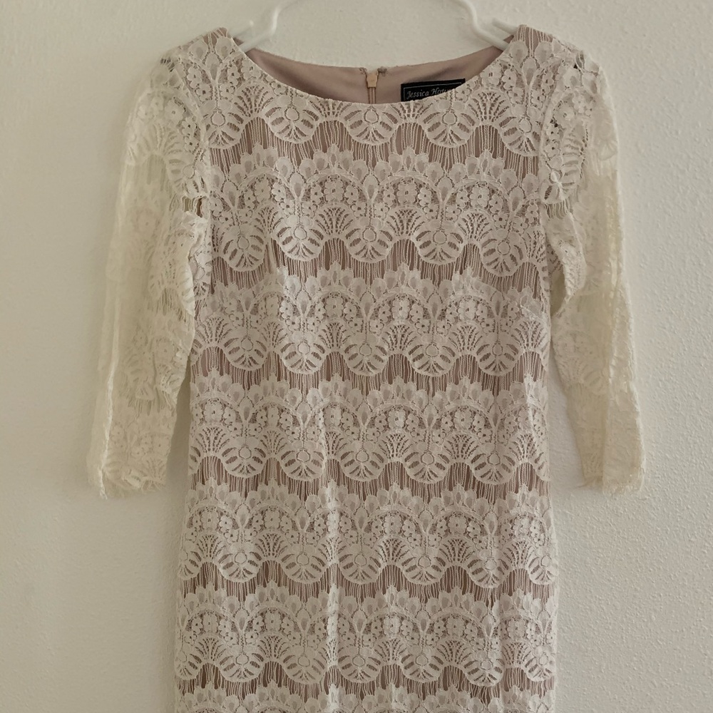 White laced woman’s dress